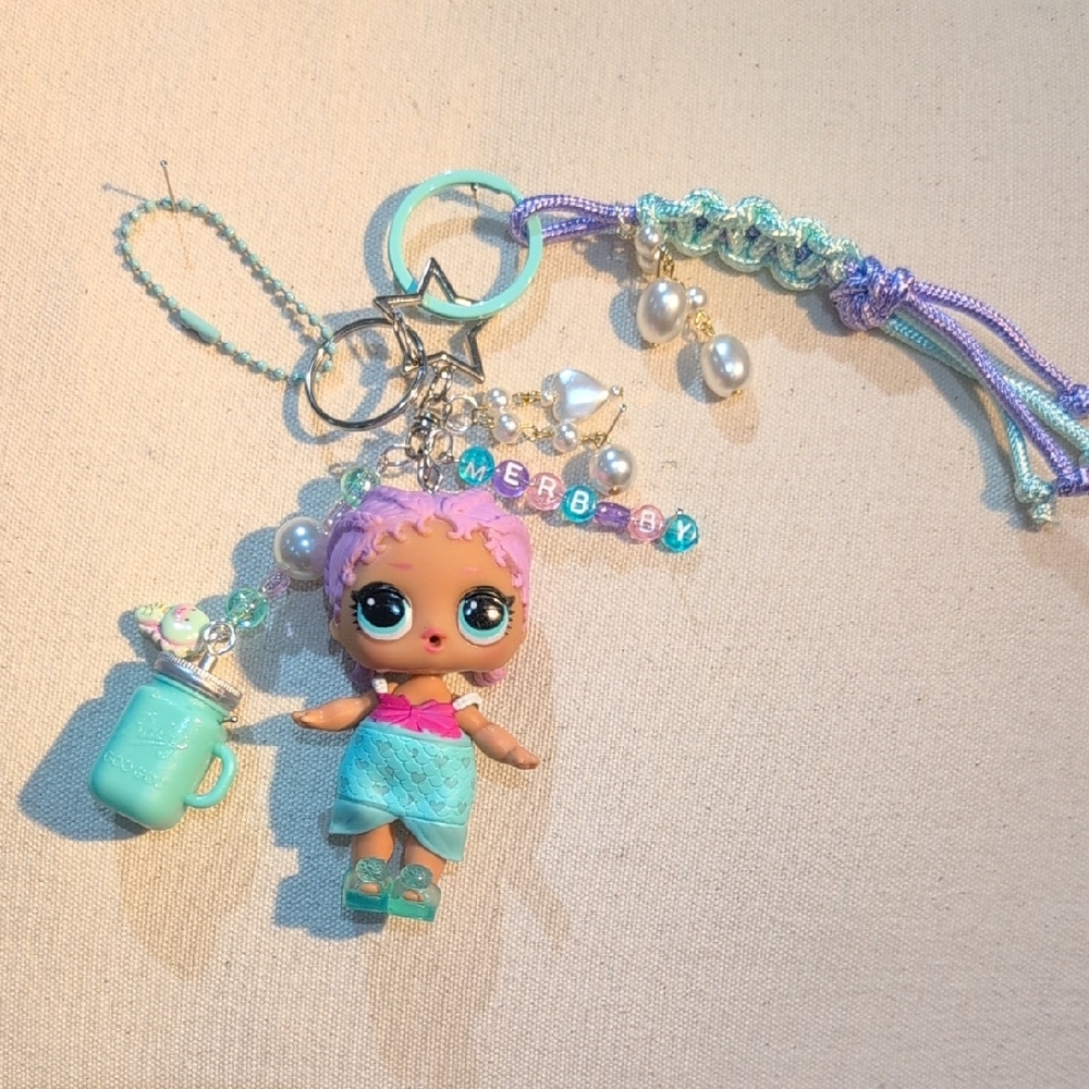 Lol Surprise Mermaid Upcycled Handmade Keychain Bag Charm